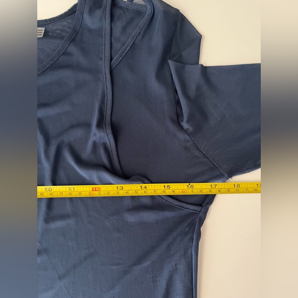 Calvin Klein | Women’s Sheer Dark Blue Long Sleeve Top - Picture 6 of 7